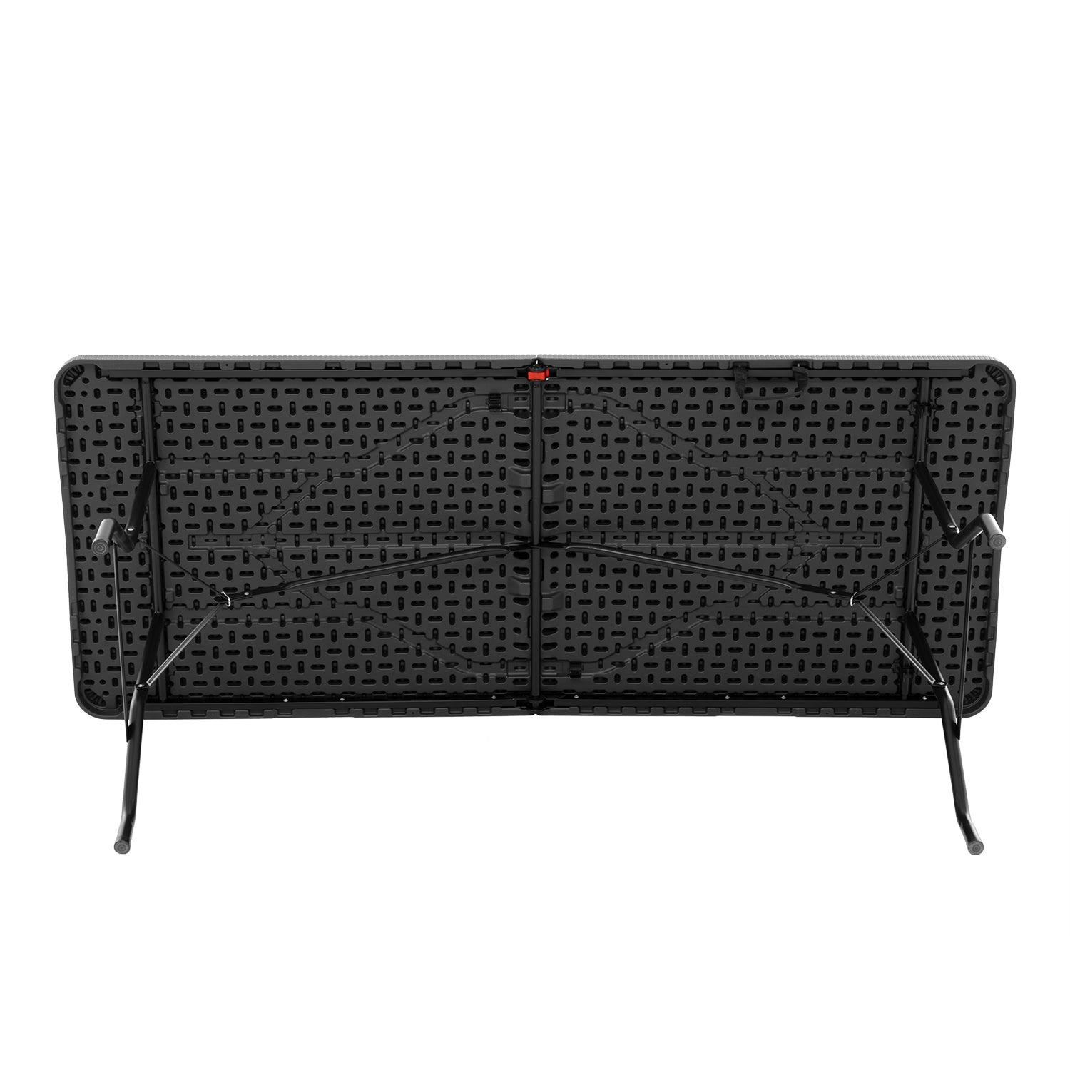 VESTIAMO CASA GIARDINO - Tavolo da giardino Richiudibile Grigio con finitura effetto Rattan - h74x180x74 cm